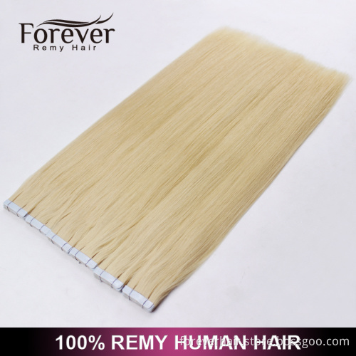 Forever hair factory , Wholesale cheap price 100 european Remy Human Double Drawn Straight Russian Hair Tape Hair Extensions